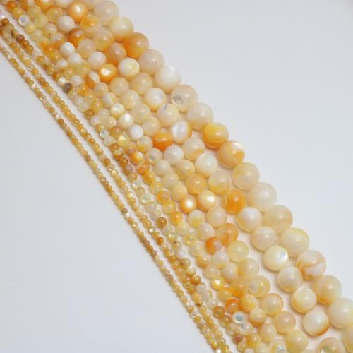 Бусины из натуральных желтых ракушек, жёлтая губная оболочка, Круглая, полированный, DIY & разный размер для выбора, длина:Приблизительно 38 см, продается Strand