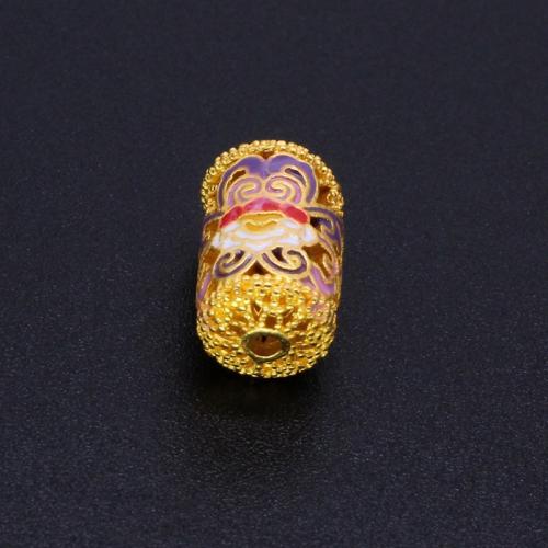 Разделитель бусин Рондель из цикового сплава, цинковый сплав, матовое золочение, DIY & с цветочным узором & эмаль, Много цветов для выбора отверстие:Приблизительно 1.5mm, продается PC