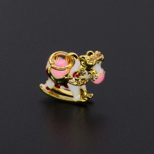 Эмаль латунь подвески, Латунь, качалка лошадь, плакирован золотом, DIY & эмаль, Много цветов для выбора продается PC