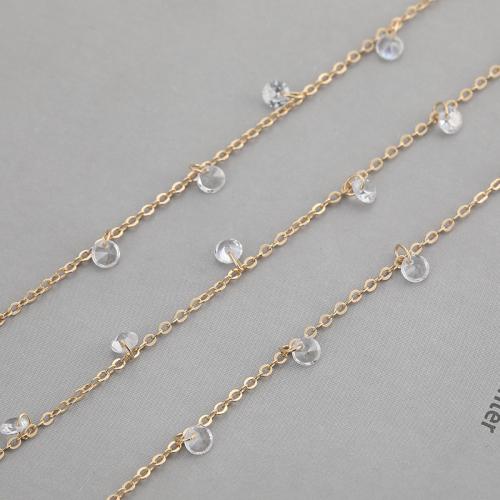 Cadena Decorativa de Metal, chapado en oro de 14 K, Bricolaje & con circonia cúbica, Vendido por m[