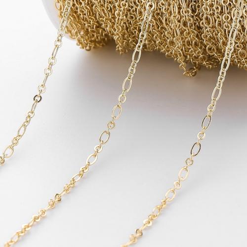 Cadena Figaro de Metal, chapado en oro de 14 K, Bricolaje & cadena oval, 2.5mm, Vendido por m[