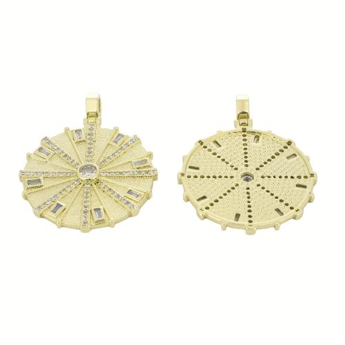 Cubic Zirconia Micro Pave Brass Pendant, gold color plated, DIY & micro pave cubic zirconia 