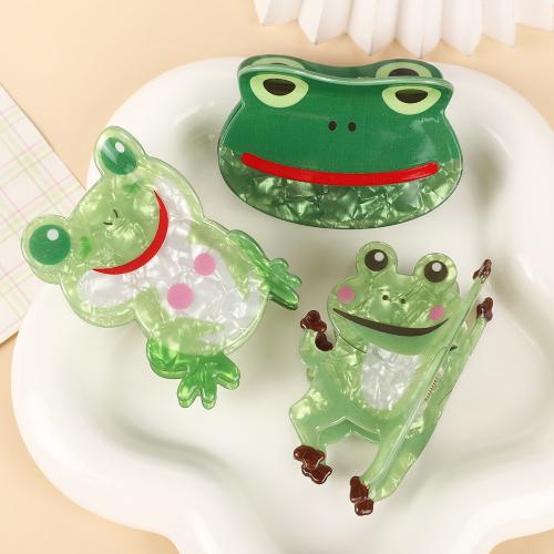 Acrílico Garra de pelo, Rana, chapado, Joyería & diferentes estilos para la opción & para mujer, verde, Vendido por UD