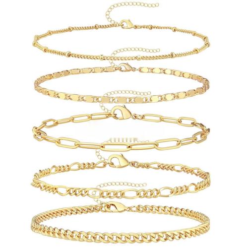 metal Pulsera, con 2inch extender cadena, 18K chapado en oro, diferentes estilos para la opción & para mujer, longitud:aproximado 7 Inch, Vendido por UD