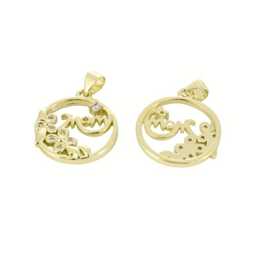 Colgante de Micro Pavé de Zirconía Cúbica, metal, chapado en color dorado, Bricolaje & micro arcilla de zirconia cúbica & hueco, 25x18x3mm, Vendido por UD