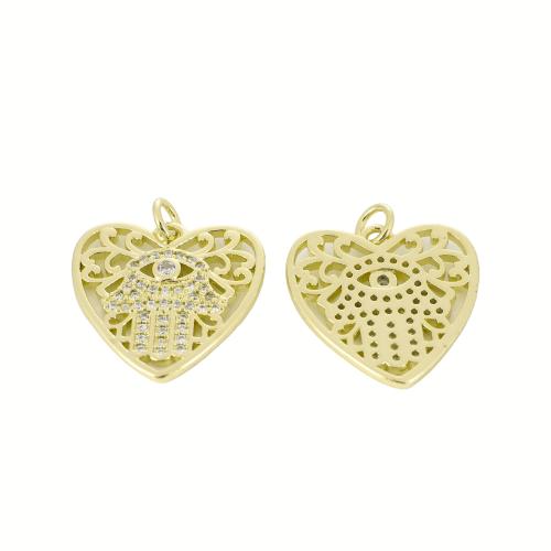 Colgante de Micro Pavé de Zirconía Cúbica, metal, Corazón, chapado en color dorado, Bricolaje & micro arcilla de zirconia cúbica & hueco, 22x20x2mm, Vendido por UD