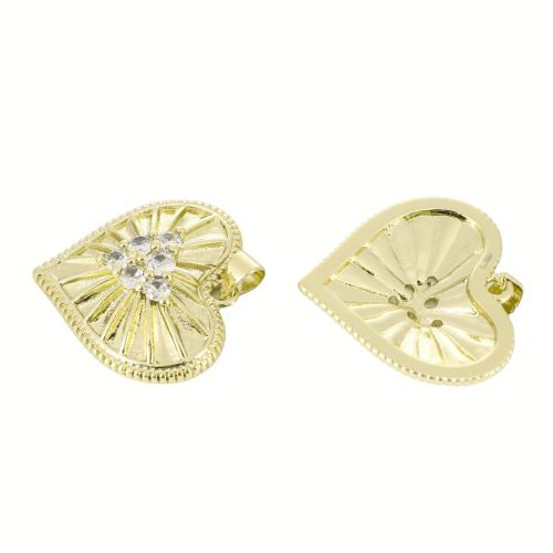Colgante de Micro Pavé de Zirconía Cúbica, metal, Corazón, chapado en color dorado, Bricolaje & micro arcilla de zirconia cúbica, 29x26x6mm, Vendido por UD