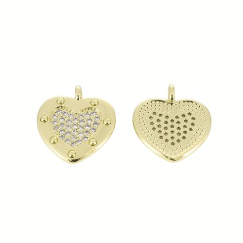 Colgante de Micro Pavé de Zirconía Cúbica, metal, Corazón, chapado en color dorado, Bricolaje & micro arcilla de zirconia cúbica, 22x20x3mm, Vendido por UD
