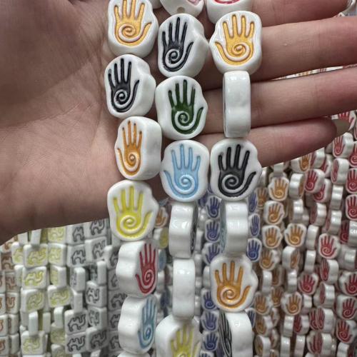 Покрытие Фарфор бисера, фарфор, Рука, Связанный вручную, DIY & Злой План глаз, Много цветов для выбора, 15mm, продается PC