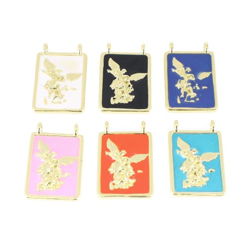 Эмаль латунь подвески, Латунь, Прямоугольная форма, плакирован золотом, DIY & эмаль, Много цветов для выбора продается PC