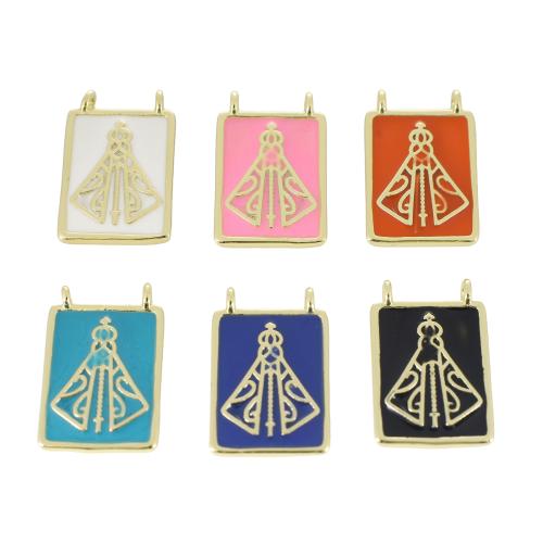 Эмаль латунь подвески, Латунь, Прямоугольная форма, плакирован золотом, DIY & эмаль, Много цветов для выбора продается PC