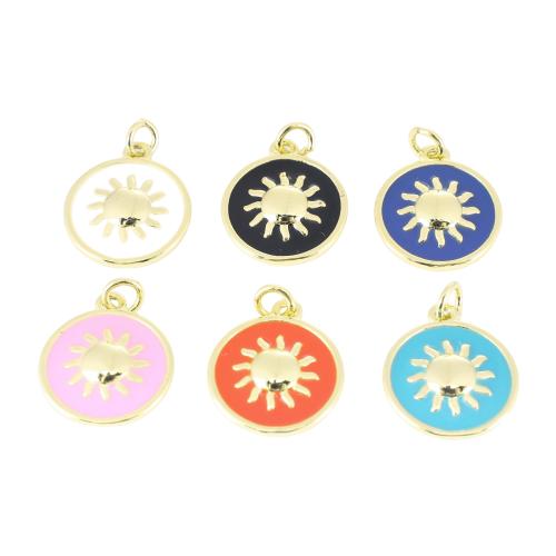 Эмаль латунь подвески, Латунь, Плоская круглая форма, плакирован золотом, DIY & эмаль, Много цветов для выбора продается PC