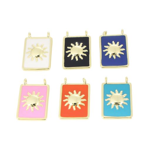 Эмаль латунь подвески, Латунь, Прямоугольная форма, плакирован золотом, DIY & эмаль, Много цветов для выбора продается PC