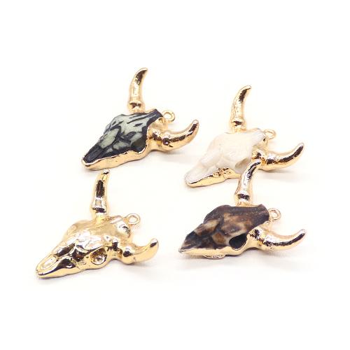 Antique Bone Resin Pendants, with Brass, gold color plated, DIY 
