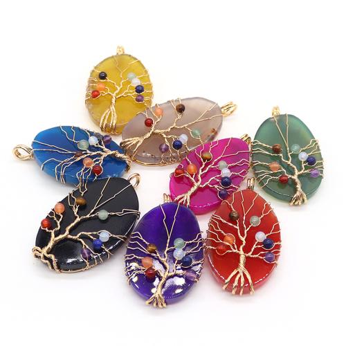 Agate Brass Pendants, with Brass, irregular, gold color plated, DIY [