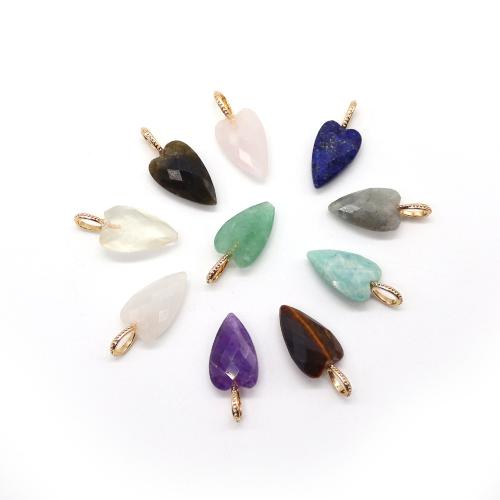 Gemstone Brass Pendants, with Brass, Heart, DIY & faceted 