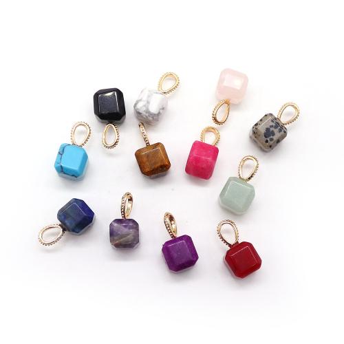 Gemstone Brass Pendants, with Brass, Square, plated, DIY & faceted 