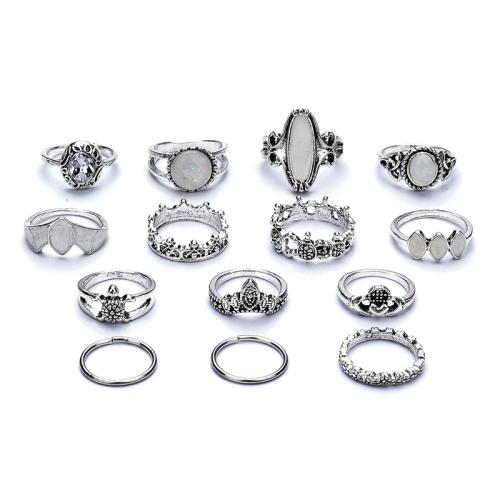 Zinklegierung Ring Set, mit Synthetischer Edelstein, plattiert, Vintage & für Frau & mit Strass, verkauft von PC