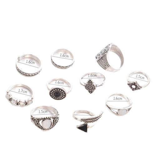 Zinklegierung Ring Set, plattiert, Vintage & für Frau & Emaille & mit Strass, verkauft von setzen
