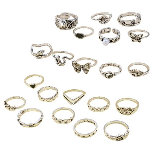 Zinklegierung Ring Set, mit Kunststoff Perlen, plattiert, Vintage & für Frau, verkauft von setzen