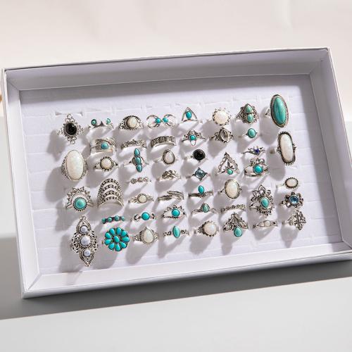 Zinklegierung Ring Set, mit Türkis, plattiert, Vintage & für Frau, verkauft von setzen