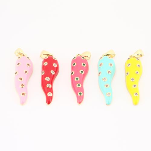 Colgantes de latón del esmalte, metal, chapado en color dorado, Bricolaje & con diamantes de imitación, más colores para la opción, 37x19x5mm, Vendido por UD