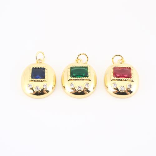 Colgante de Micro Pavé de Zirconía Cúbica, metal, chapado en color dorado, Bricolaje & micro arcilla de zirconia cúbica, más colores para la opción, 20x14x5mm, Vendido por UD