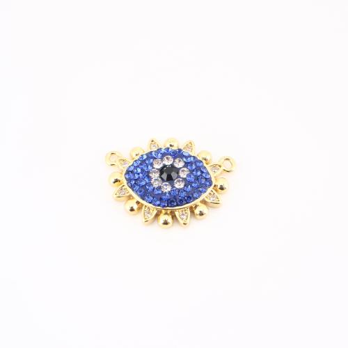 Conector de Micro Pavé de Zirconía Cúbica en Latón, metal, Ojo, chapado en color dorado, Bricolaje & micro arcilla de zirconia cúbica, 22x16x4mm, Vendido por UD