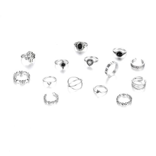 Zinklegierung Ring Set, mit Synthetischer Edelstein, plattiert, Vintage & für Frau & Emaille, verkauft von setzen