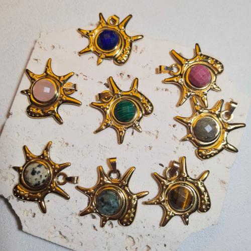 Gemstone Jewelry Pendant, with 304 Stainless Steel, Conch, gold color plated, DIY & faceted, 30mm 