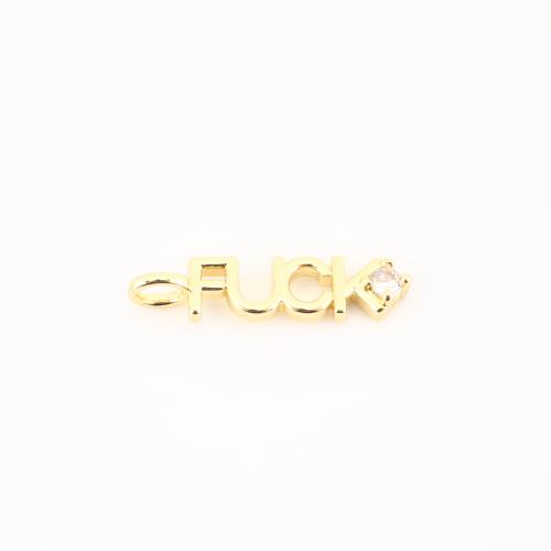 キュービックジルコニアマイクロパヴェブラスペンダント, 銅, アルファベット文字, ゴールドメッキ, DIY & マイクロパヴェジルコニア 売り手 パソコン
