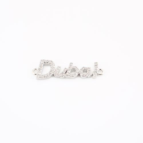 Cubic Zirconia Micro Pave Brass Connector, Alphabet Letter, plated, DIY & micro pave cubic zirconia 