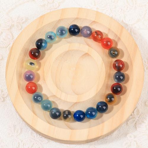 Agate Bangle, Round, polished, fashion jewelry & Unisex 8mm Approx 7 Inch 