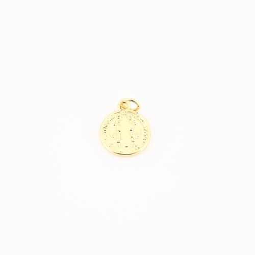Brass Jewelry Pendants, Flat Round, gold color plated, DIY 