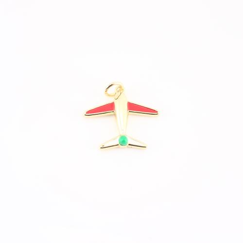 エナメル真鍮のペンダント, 銅, 飛行機, ゴールドメッキ, DIY 売り手 パソコン