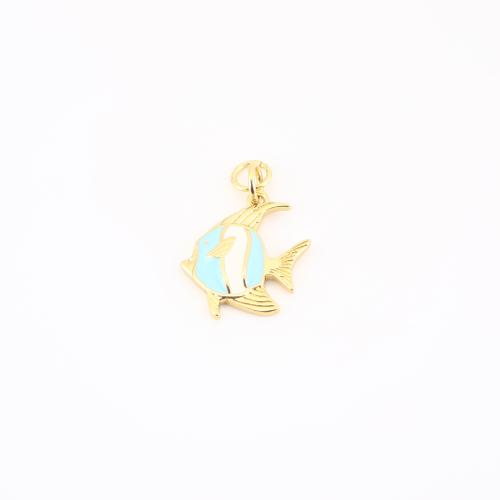 エナメル真鍮のペンダント, 銅, 魚, ゴールドメッキ, DIY 売り手 パソコン