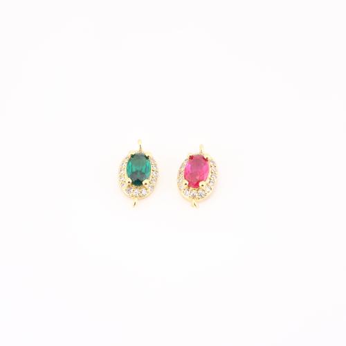 Cubic Zirconia Micro Pave Brass Connector, gold color plated, DIY & micro pave cubic zirconia 