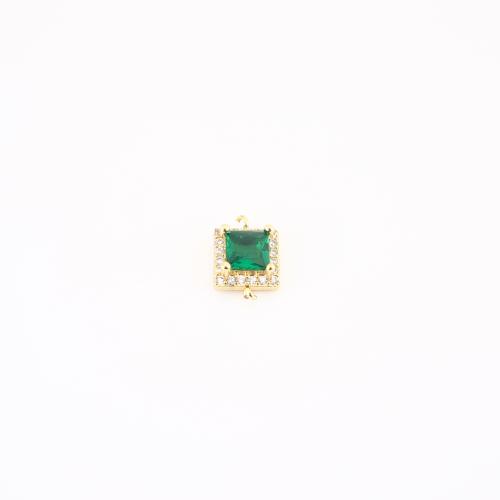 Cubic Zirconia Micro Pave Brass Connector, Square, gold color plated, DIY & micro pave cubic zirconia 