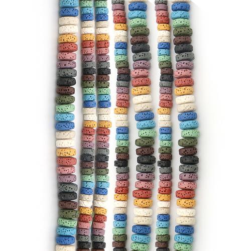 Multicolor Lava Beads, Flat Round, DIY Approx 38 cm 