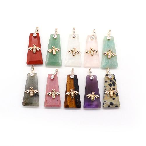 Gemstone Brass Pendants, with Brass, Trapezium, DIY & faceted & with rhinestone 