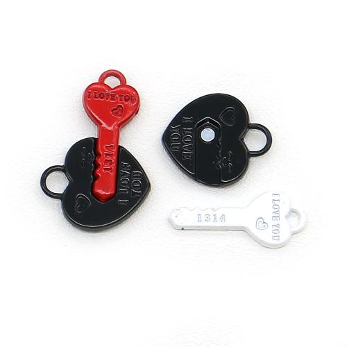 Zinc Alloy Couple Pendant, plated, DIY & with magnetic & enamel 