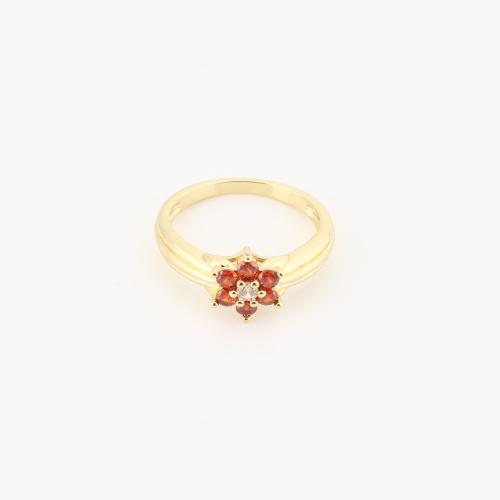 laiton bague, fleur, Placage de couleur d'or, pavé de micro zircon & pour femme, Vendu par PC