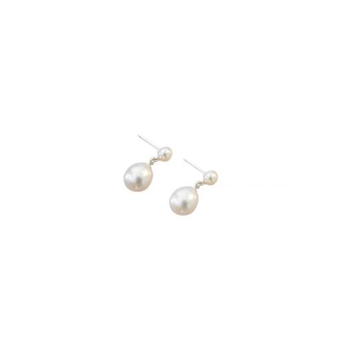 925 Sterling Silver Drop Earring, with Freshwater Pearl, fashion jewelry & for woman, pearl size 6-7mm 