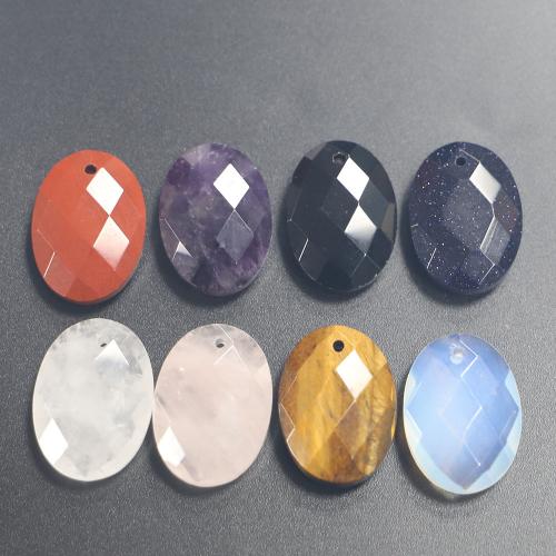 Gemstone ювелирные изделия Кулон, Полудрагоценный камень, Плоская овальная форма, полированный, DIY & различные материалы для выбора & граненый продается PC