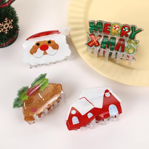 Acrylic Hair Claw Clip, printing, Christmas Design & for woman [