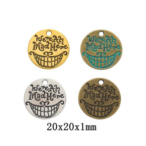 Zinc Alloy Jewelry Pendants, Flat Round, plated, DIY & with letter pattern [