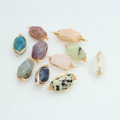 Gemstone Connector, with brass wire, Geometrical Pattern, DIY 