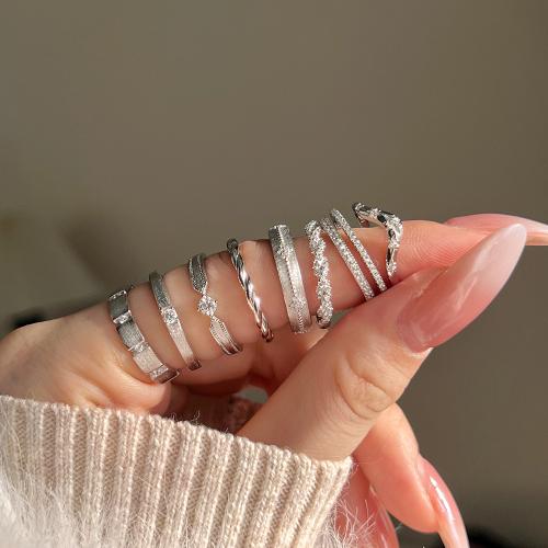 Argent sterling 925 bague, normes différentes pour le choix & styles différents pour le choix & pavé de micro zircon & pour femme Vendu par PC[
