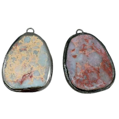 Impression Jasper Pendants, irregular, plated, DIY 