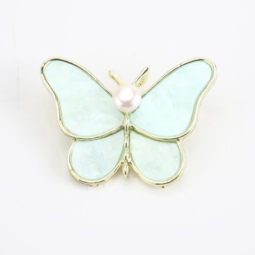 Freshwater Pearl Brooch, Zinc Alloy, with Freshwater Pearl, Butterfly, gold color plated, fashion jewelry & for woman 